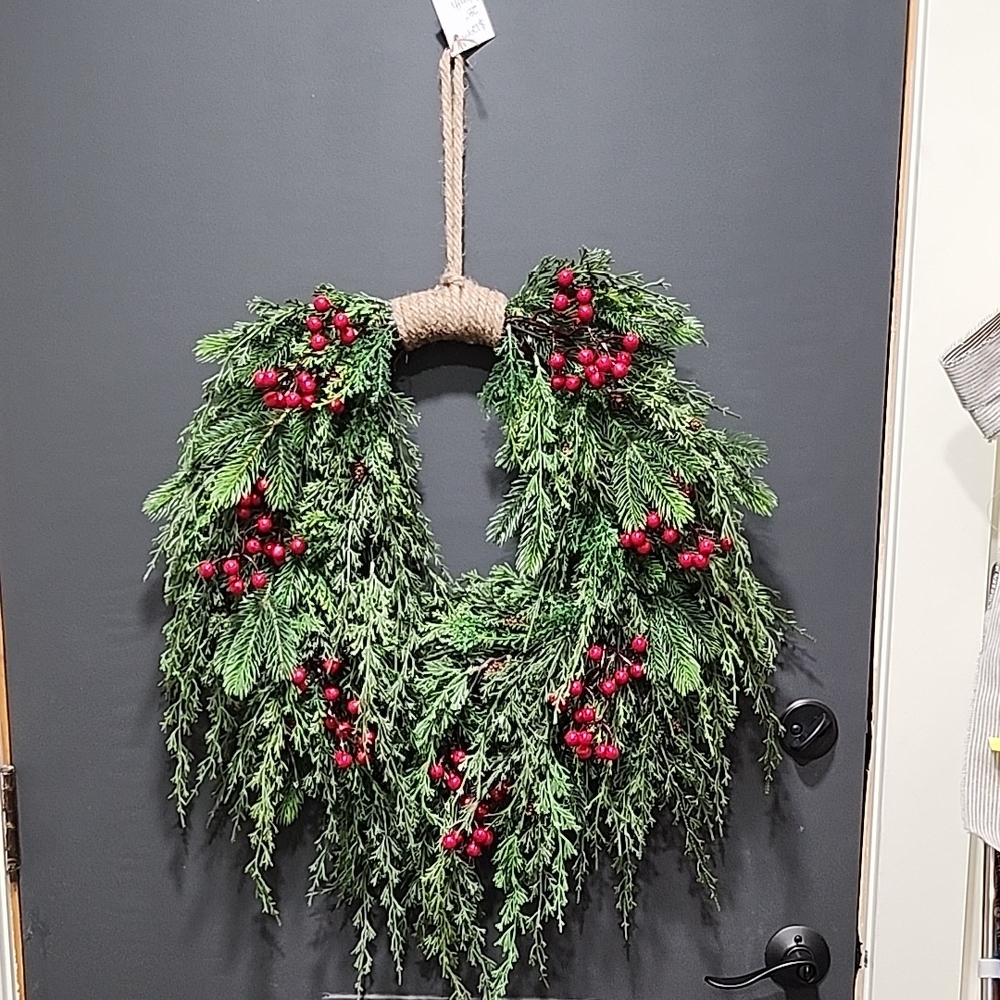 Festive Green and Red Holiday Wreath